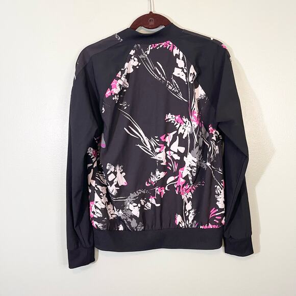 Fabletics Black Zip Up Bomber Black & Pink Floral Jacket Size M - Picture 4 of 7